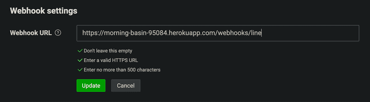 webhook Heroku URL