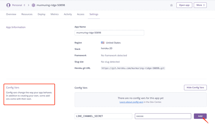 Heroku config vars