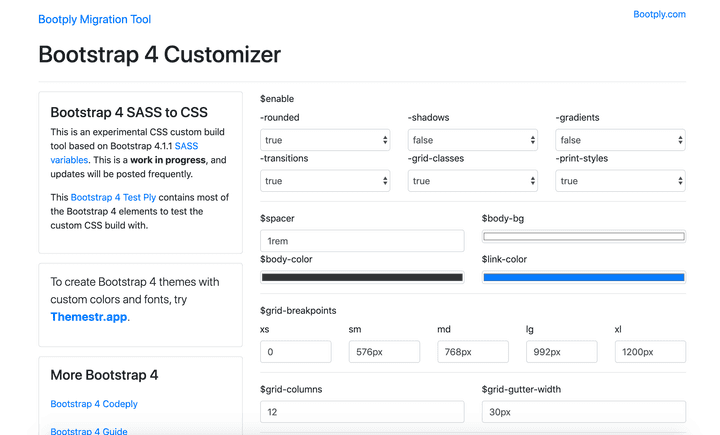 bootstrap4 customizer